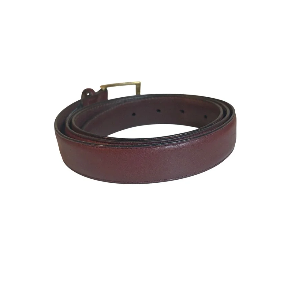 Brighton Mens Glazed Cordovan Burgundy Leather Belt Gold Buckle 44 X1813